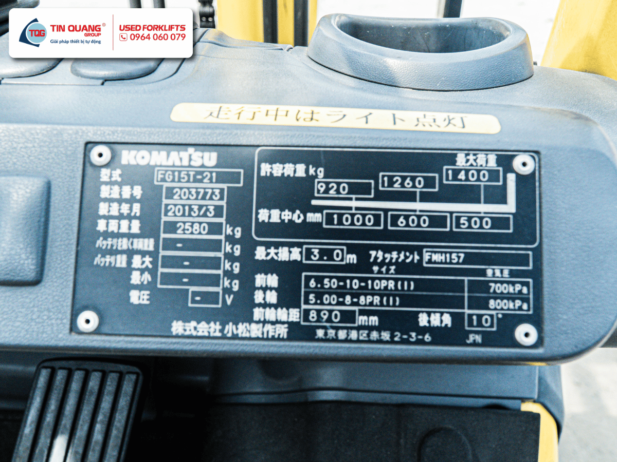 Komatsu Xe nâng gas cũ FG15T-21 1.5 tấn - 203773 (2)
